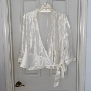 Womens White Wrap Blouse Coldwater Creek